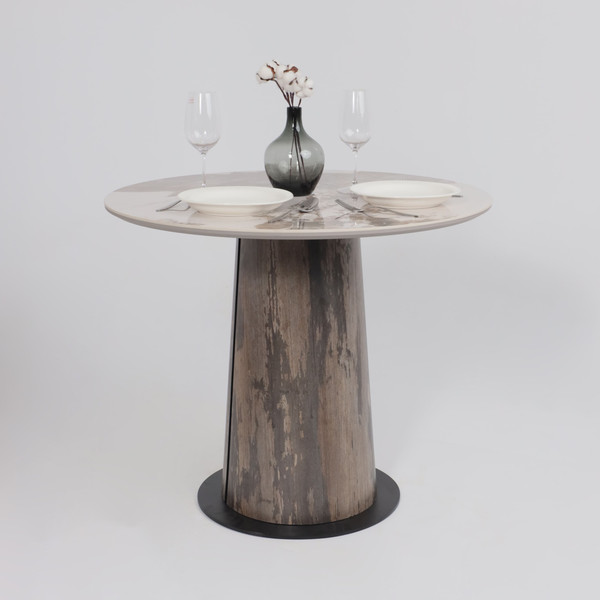 Изображение товара Обеденный стол LEPREMO AV 2317 МДФ+керамика 900 (белый глянцевый Pandora/черный+HPL ипанема)