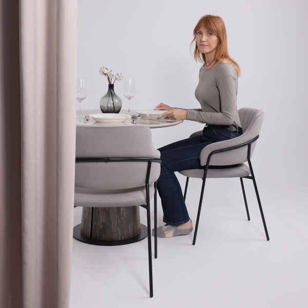 Изображение товара Обеденный стол LEPREMO AV 2317 МДФ+керамика 900 (белый глянцевый Pandora/черный+HPL ипанема)