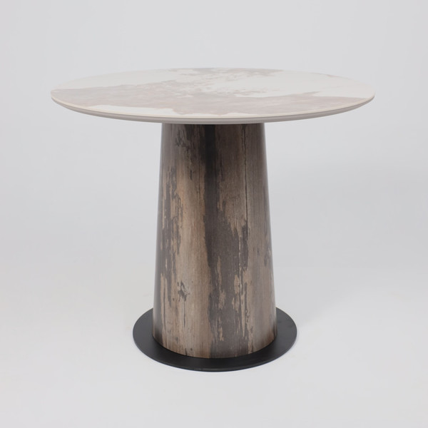 Изображение товара Обеденный стол LEPREMO AV 2317 МДФ+керамика 900 (белый глянцевый Pandora/черный+HPL ипанема)