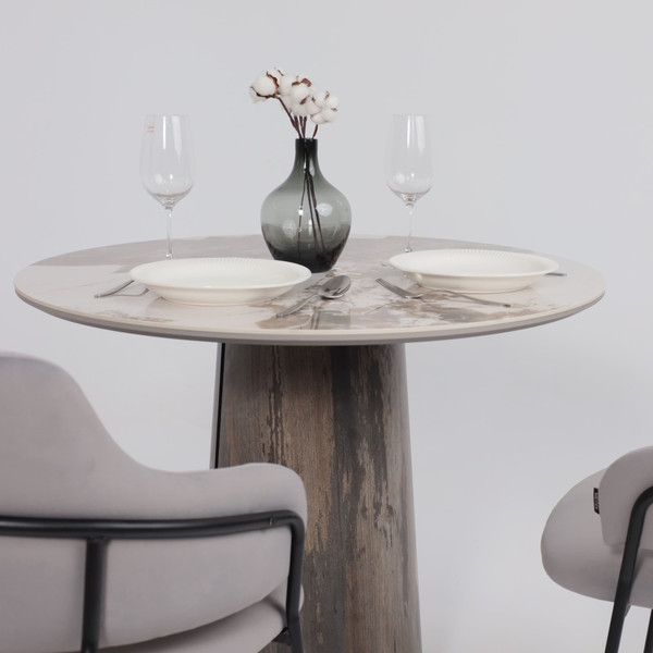 Изображение товара Обеденный стол LEPREMO AV 2317 МДФ+керамика 900 (белый глянцевый Pandora/черный+HPL ипанема)