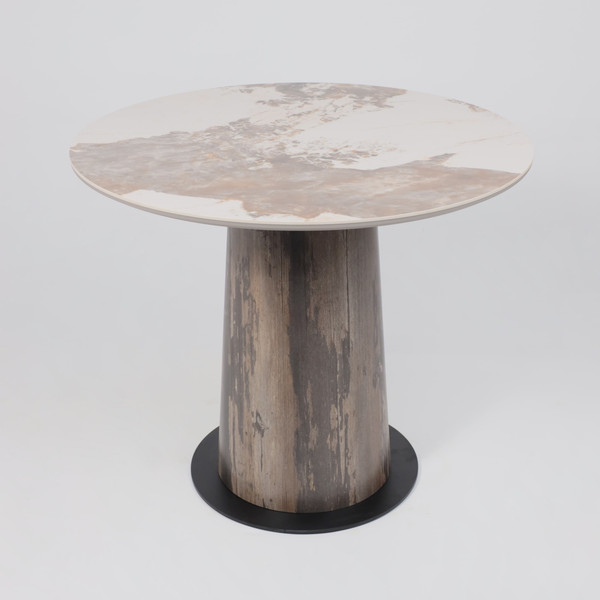 Изображение товара Обеденный стол LEPREMO AV 2317 МДФ+керамика 900 (белый глянцевый Pandora/черный+HPL ипанема)