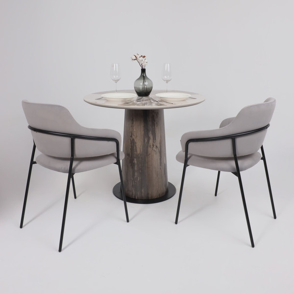 Изображение товара Обеденный стол LEPREMO AV 2317 МДФ+керамика 900 (белый глянцевый Pandora/черный+HPL ипанема)