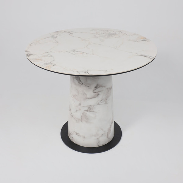 Изображение товара Обеденный стол LEPREMO AV 2317 МДФ+керамика 900 (натуральный глянцевый Gold Jade/черный+HPL виктори натуральный)