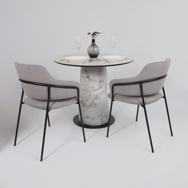 Изображение товара Обеденный стол LEPREMO AV 2317 МДФ+керамика 900 (натуральный глянцевый Gold Jade/черный+HPL виктори натуральный)