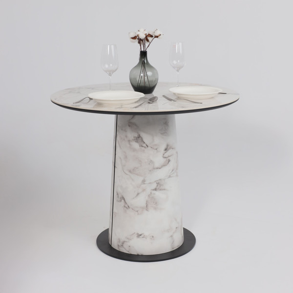 Изображение товара Обеденный стол LEPREMO AV 2317 МДФ+керамика 900 (натуральный глянцевый Gold Jade/черный+HPL виктори натуральный)