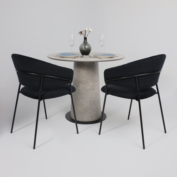 Изображение товара Обеденный стол LEPREMO AV 2317 МДФ+керамика 900 (серый матовый Carmen Light Grey/черный+HPL бетао)