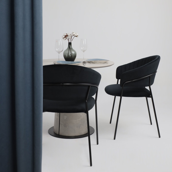 Изображение товара Обеденный стол LEPREMO AV 2317 МДФ+керамика 900 (серый матовый Carmen Light Grey/черный+HPL бетао)