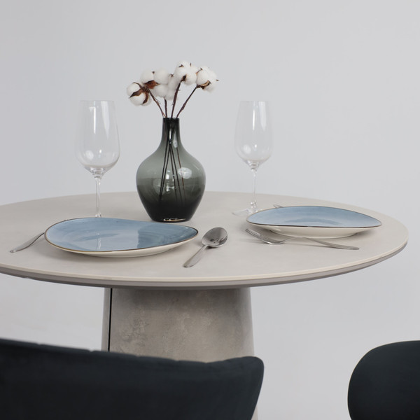 Изображение товара Обеденный стол LEPREMO AV 2317 МДФ+керамика 900 (серый матовый Carmen Light Grey/черный+HPL бетао)