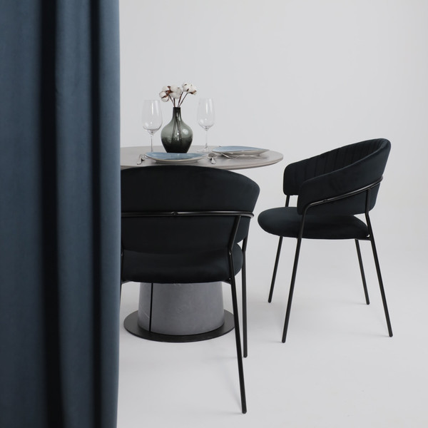 Изображение товара Обеденный стол LEPREMO AV 2317 МДФ+керамика 900 (серый матовый Larka Grey/черный+HPL Будда)