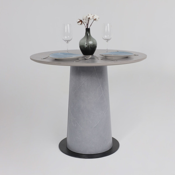 Изображение товара Обеденный стол LEPREMO AV 2317 МДФ+керамика 900 (серый матовый Larka Grey/черный+HPL Будда)