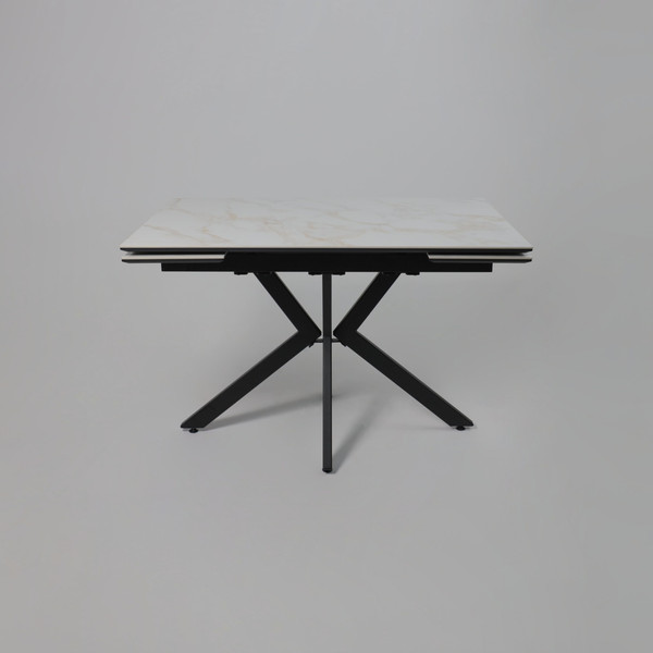 Изображение товара Обеденный стол LEPREMO AV 2111 МДФ+керамика раздвижной 1200-1800x800 (белый глянцевый Carla Larkin/черный)