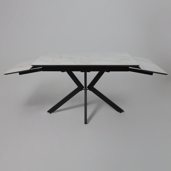 Изображение товара Обеденный стол LEPREMO AV 2111 МДФ+керамика раздвижной 1200-1800x800 (белый глянцевый Carla Larkin/черный)