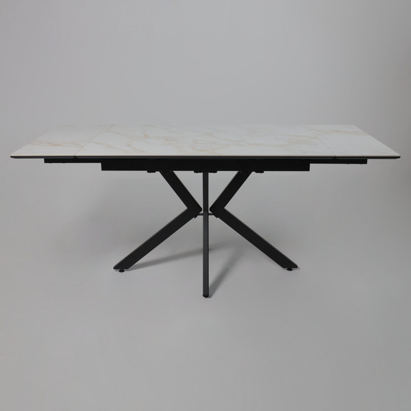 Изображение товара Обеденный стол LEPREMO AV 2111 МДФ+керамика раздвижной 1200-1800x800 (белый глянцевый Carla Larkin/черный)