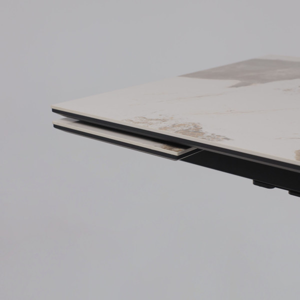 Изображение товара Обеденный стол LEPREMO AV 2111 МДФ+керамика раздвижной 1200-1800x800 (белый глянцевый Pandora/черный)