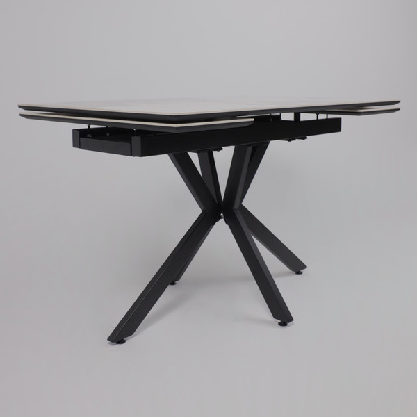 Изображение товара Обеденный стол LEPREMO AV 2111 МДФ+керамика раздвижной 1200-1800x800 (белый глянцевый Pandora/черный)