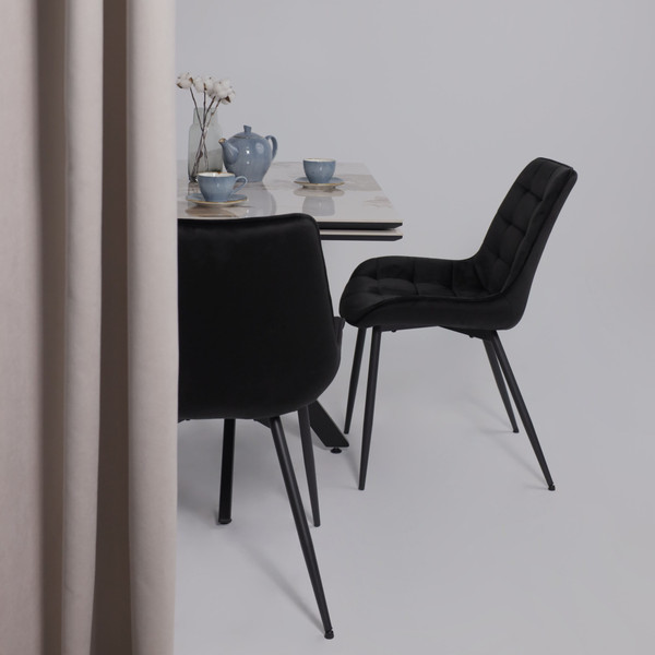 Изображение товара Обеденный стол LEPREMO AV 2111 МДФ+керамика раздвижной 1200-1800x800 (белый глянцевый Pandora/черный)