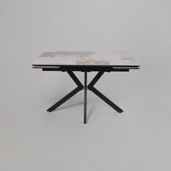 Изображение товара Обеденный стол LEPREMO AV 2111 МДФ+керамика раздвижной 1200-1800x800 (белый глянцевый Pandora/черный)