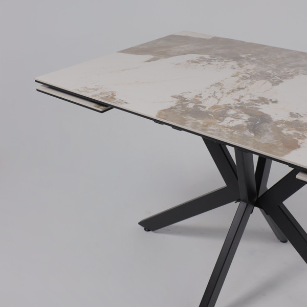 Изображение товара Обеденный стол LEPREMO AV 2111 МДФ+керамика раздвижной 1200-1800x800 (белый глянцевый Pandora/черный)