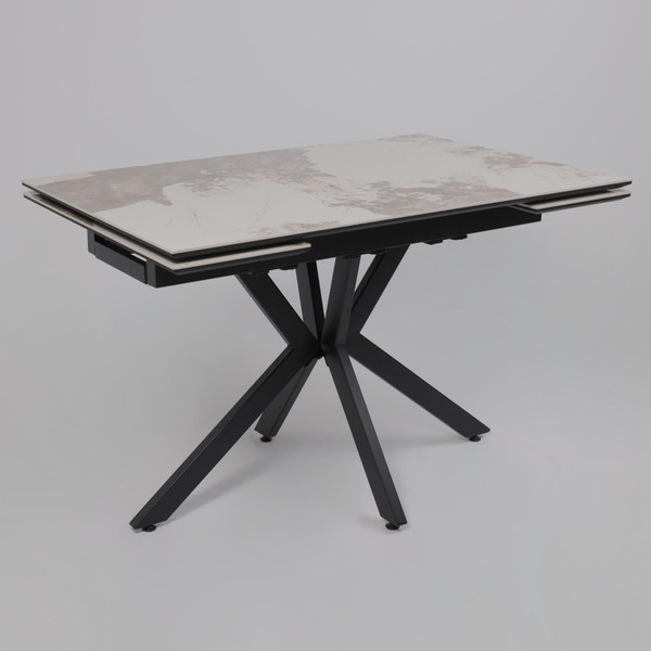 Изображение товара Обеденный стол LEPREMO AV 2111 МДФ+керамика раздвижной 1200-1800x800 (белый глянцевый Pandora/черный)