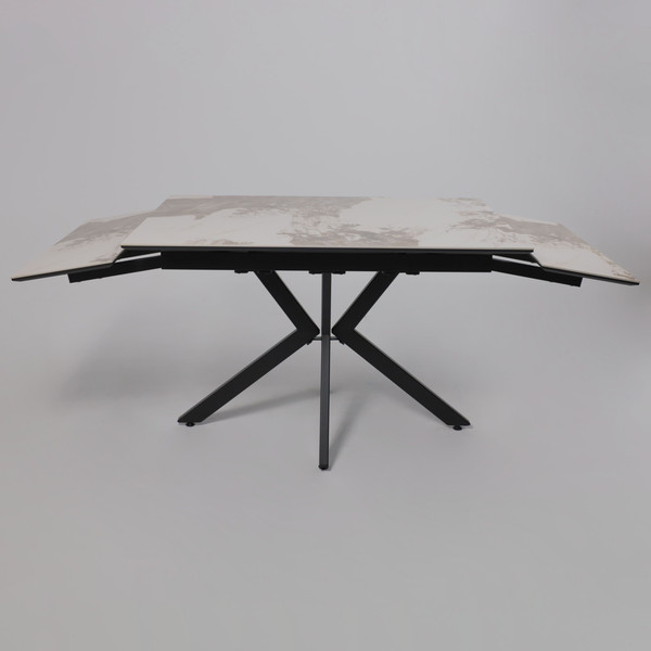 Изображение товара Обеденный стол LEPREMO AV 2111 МДФ+керамика раздвижной 1200-1800x800 (белый глянцевый Pandora/черный)