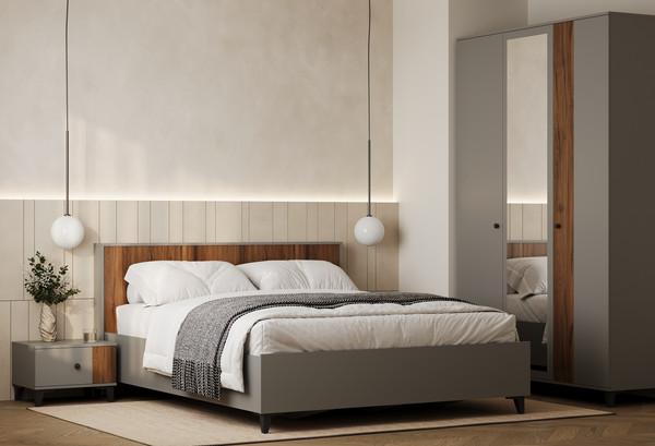 Изображение товара Двуспальная кровать MySTAR Грейсон 1600 ИВ-127.03 (дымчатый алмаз/дуб элисон темный)