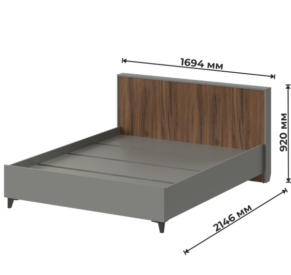 Изображение товара Двуспальная кровать MySTAR Грейсон 1600 ИВ-127.03 (дымчатый алмаз/дуб элисон темный)