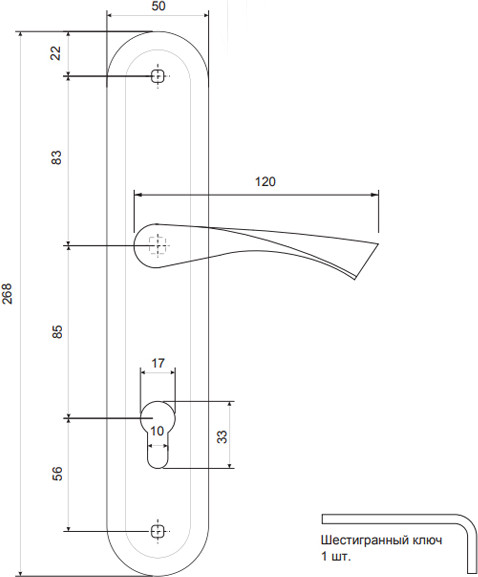 Изображение товара Ручка дверная VELA 85.0423-CR (хром)