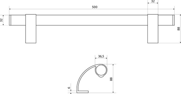 Изображение товара Ручка дверная ЛДМ-Сталь АРД-02 (500мм) 9016 (белый)