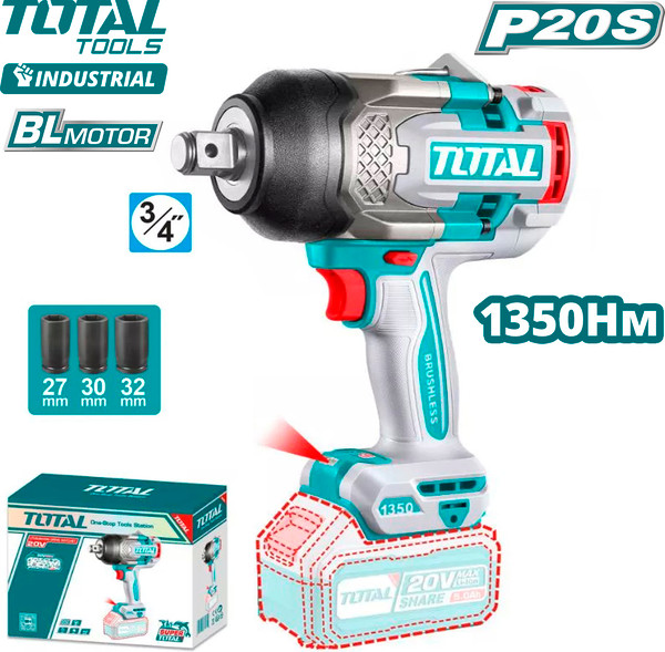 Изображение товара Аккумуляторный гайковерт TOTAL TIWLI201351