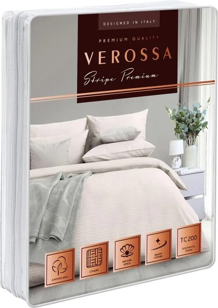 Изображение товара Комплект постельного белья Verossa Stripe Семейный / 925710 (50x70, 2 шт, 70x70, 2 шт, Antique White )