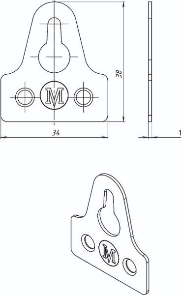 Изображение товара Подвеска мебельная Металлист 38x34мм (10шт, цинк)