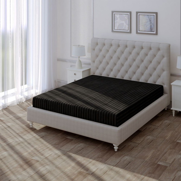 Изображение товара Простыня Verossa Stripe на резинке 180x200x30 / 784510 (Black)