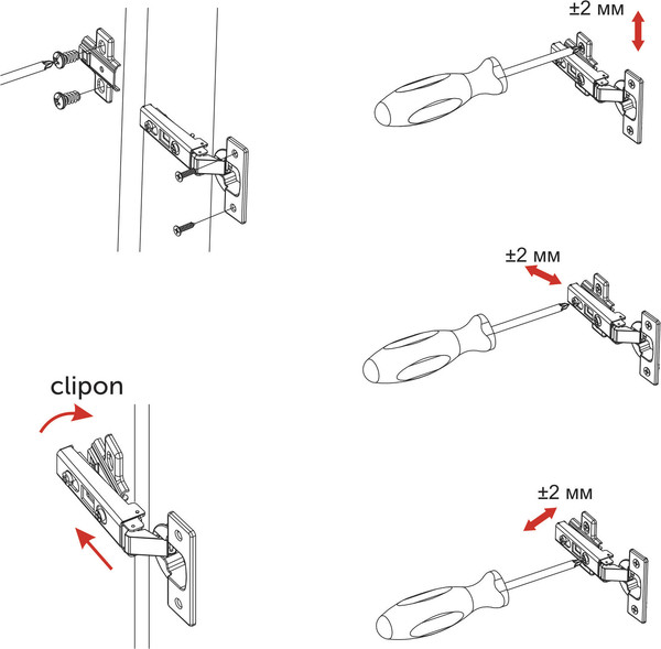 Изображение товара Петля мебельная AKS Мини накладная с доводчиком 38мм h0 Clip-On / 39 199