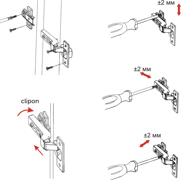 Изображение товара Петля мебельная AKS Полунакладная с доводчиком 45мм h0 Clip-On / 11 137