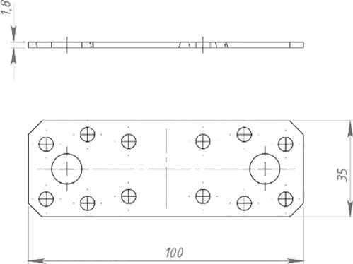 Изображение товара Пластина соединительная Металлист Крепежная 100x35 (цинк)