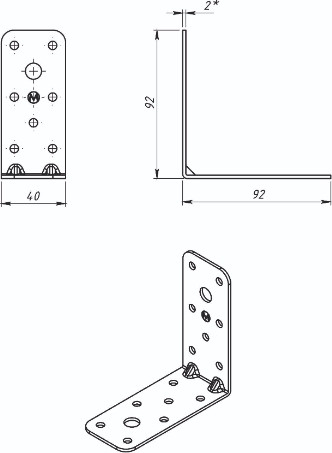 Изображение товара Уголок крепежный Металлист 92x92x40 ГОЦ