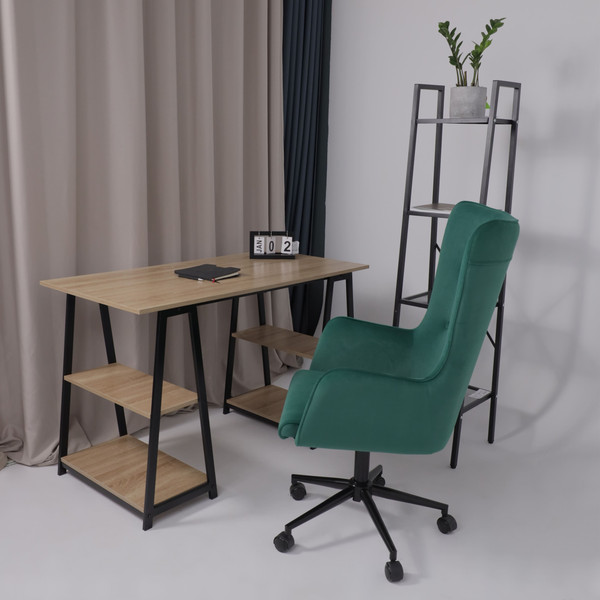 Изображение товара Кресло офисное AksHome Bella XL black Kiton 709 Jungle (велюр/зеленый)