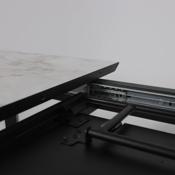 Изображение товара Обеденный стол LEPREMO AV 1209 HPL+МДФ раздвижной 1200-1600x800 (виктори натуральный/черный)