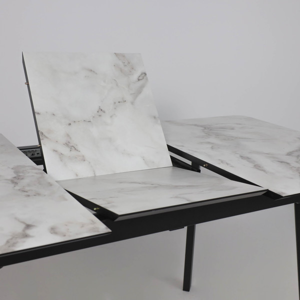 Изображение товара Обеденный стол LEPREMO AV 1209 HPL+МДФ раздвижной 1200-1600x800 (виктори натуральный/черный)