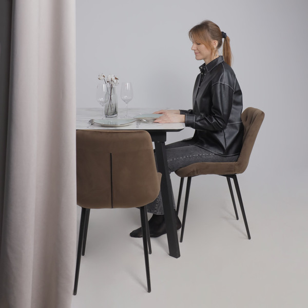 Изображение товара Обеденный стол LEPREMO AV 1209 HPL+МДФ раздвижной 1200-1600x800 (виктори натуральный/черный)