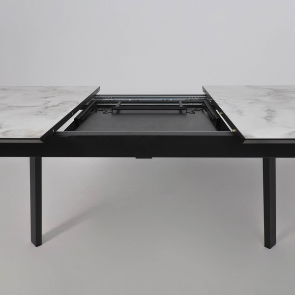 Изображение товара Обеденный стол LEPREMO AV 1209 HPL+МДФ раздвижной 1200-1600x800 (виктори натуральный/черный)