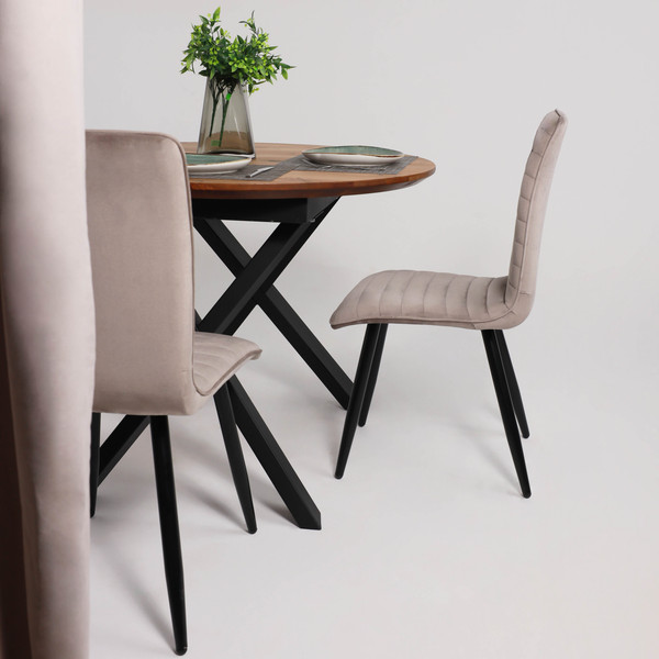 Изображение товара Столешница для стола ОКА Раунд раздвижной d110 150 (дуб мореный/рама черная)