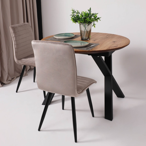 Изображение товара Столешница для стола ОКА Раунд раздвижной d110 150 (дуб мореный/рама черная)