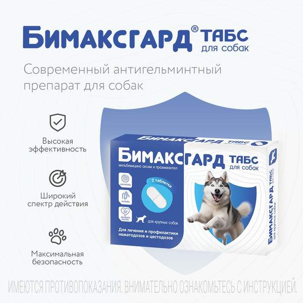 Изображение товара Таблетки от глистов Бимаксгард Табс Для крупных собак (2 таблетки)