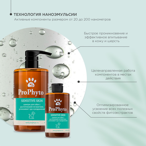 Изображение товара Шампунь для животных ProPhyto Sensitive Skin Shampoo / PP91100108 (250мл)
