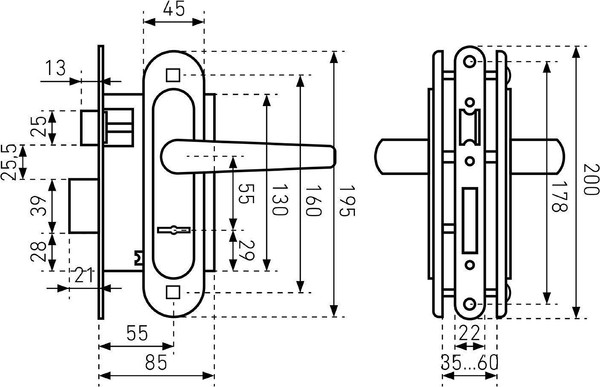 Изображение товара Замок врезной Птимаш ЗВ9-4.03 (черный)