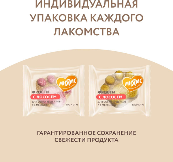 Изображение товара Лакомство для собак Мнямс И щенков с 4 месяцев Фросты с лососем / 7178131 (24шт)
