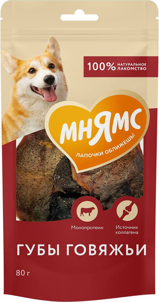 Изображение товара Лакомство для собак Мнямс Губы говяжьи / 547194 (80г)