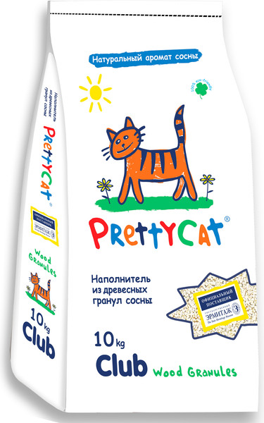 Изображение товара Наполнитель для туалета Prettycat Древесный Wood Granules 27022 / 620277 (10кг)