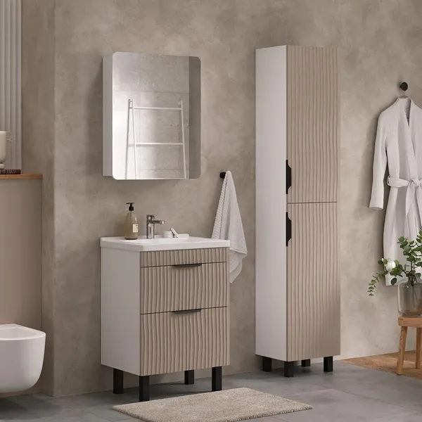 Изображение товара Тумба с умывальником Volna Lotty 70.2Y Миранда 70 (латте, напольная)